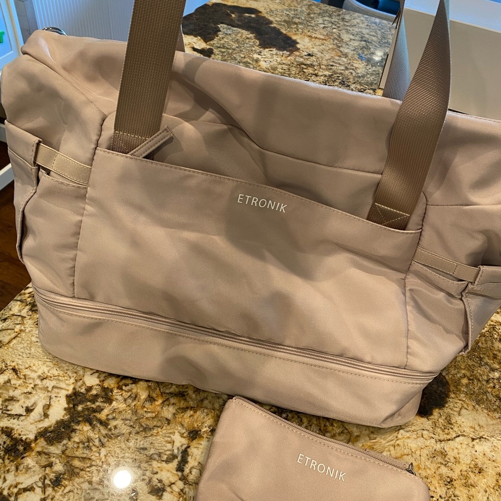 Etronik Beige Tote Bag with Pouch